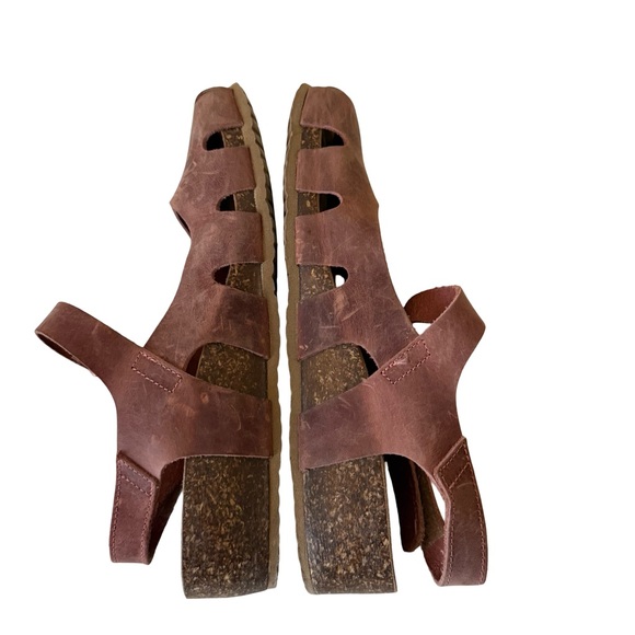 Bionatura Shoes Womens Mary Jane Leather Wedge Distressed Sandals Heels SZ 39 8 - Picture 3 of 8